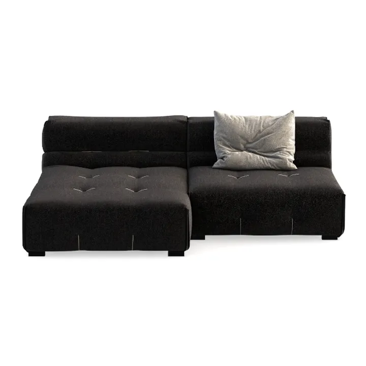 Modern Black Fabric Tufted L Shape Sectional Sofa 3D Model