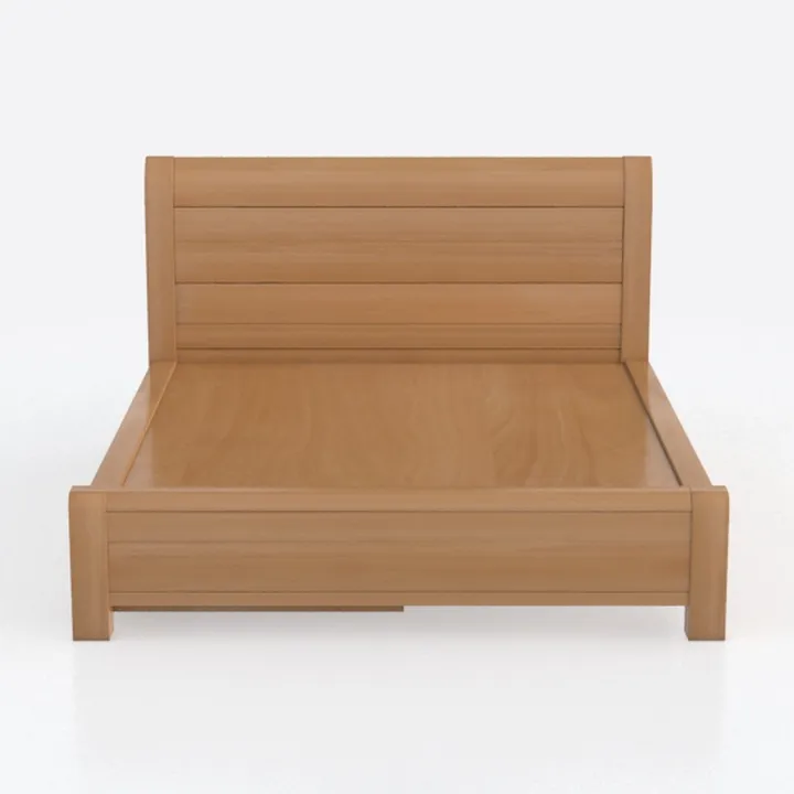 Minimalist Solid Oak Wood Platform Bed 3D Model