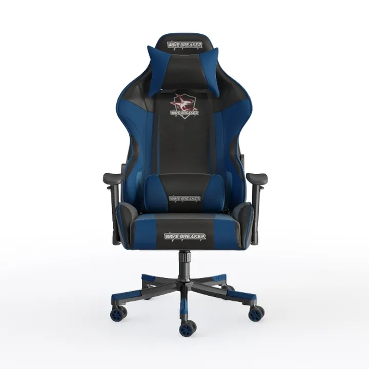 Blue Black Fabric Ergonomic Gaming Chair 3D Model