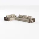 Modern Minimalist Fabric L Shape Sectional Sofa With Storage Shelves 3D Model Left 45 Degree View
