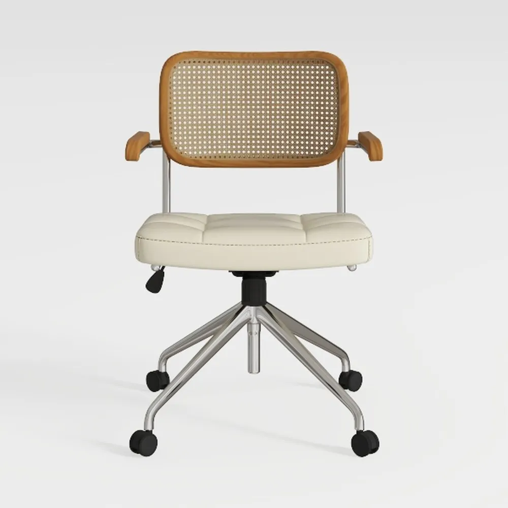 Art Leon Rattan Desk Chair, Mid Century Modern