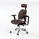 Modern Ergonomic Fabric Office Chair With Adjustable Headrest 3D Model Left 45 Degree View