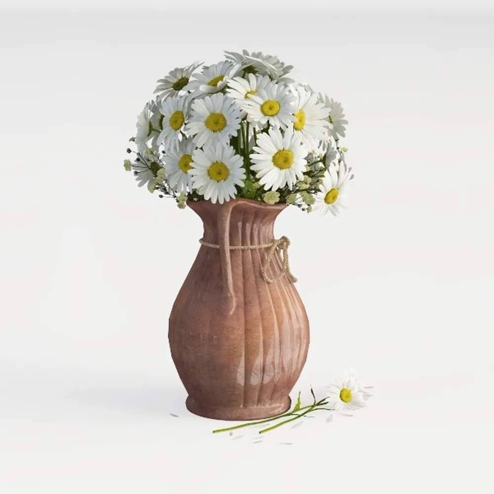 6.9in Rustic Ceramic Vase, Farmhouse Vase with