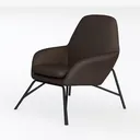 Modern Dark Brown Leather Metal Frame Armchair 3D Model Left 45 Degree View