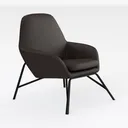 Modern Dark Brown Leather Metal Frame Armchair 3D Model Right 45 Degree View