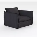 Minimalist Dark Fabric Armchair 3D Model Right 45 Degree View