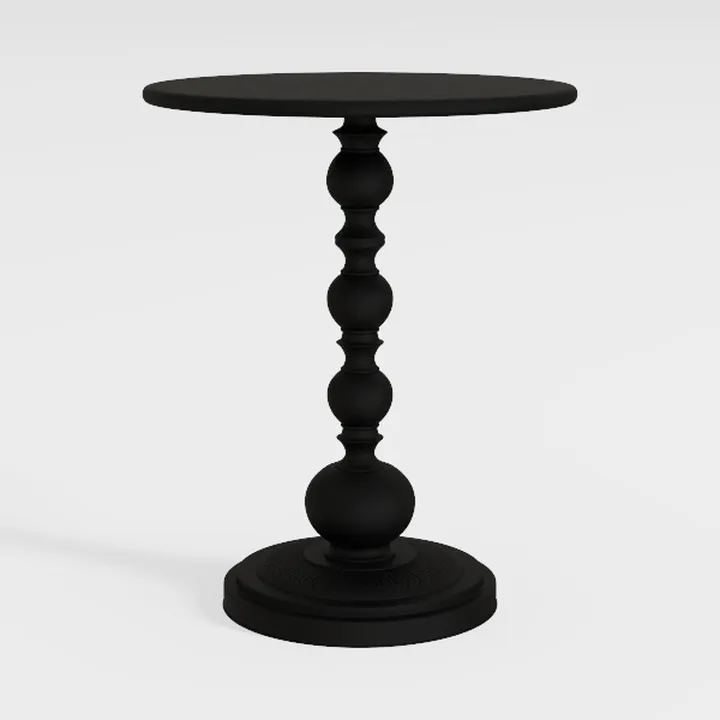 Pedestal Black Metal Side Table, Sofa Table, Small