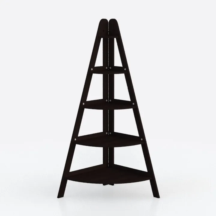 Minimalist Dark Walnut Corner Ladder Shelf 3D Model