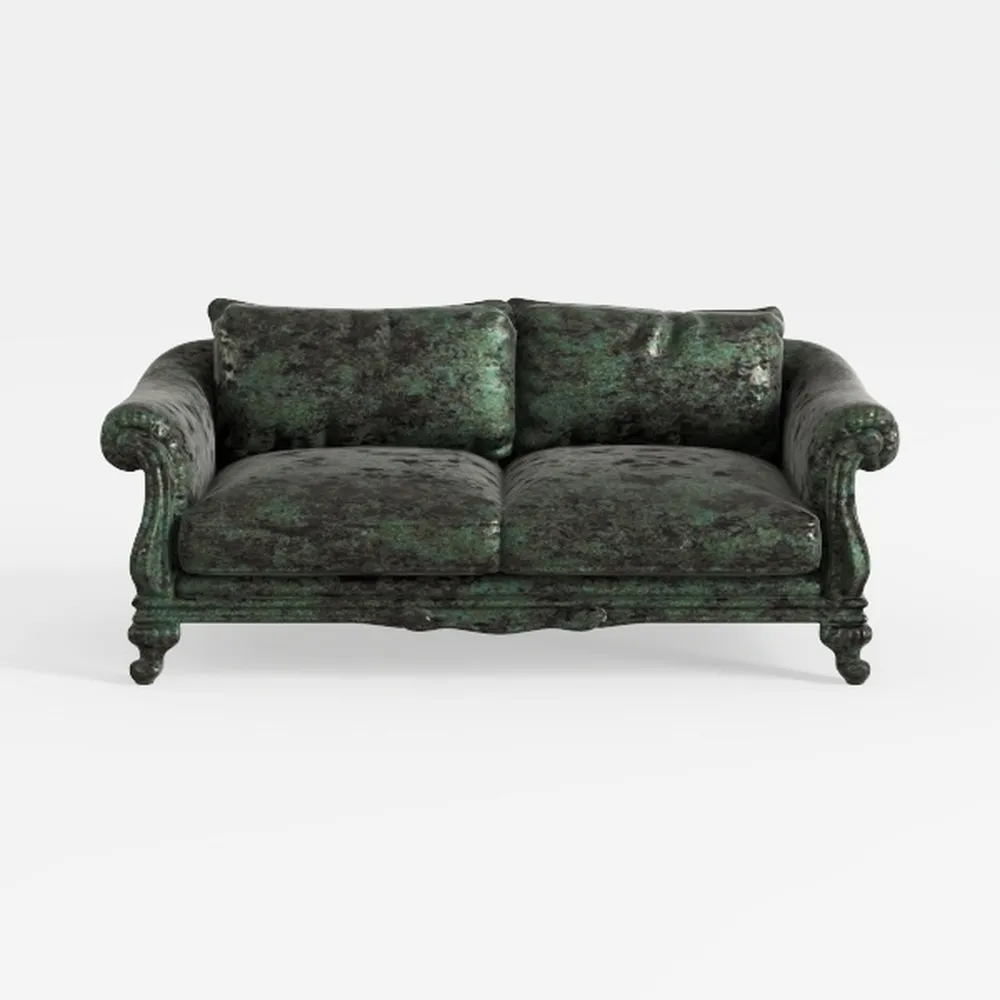 Benjara Errand Sofa, Dark Green Chenille, Foam Cus
