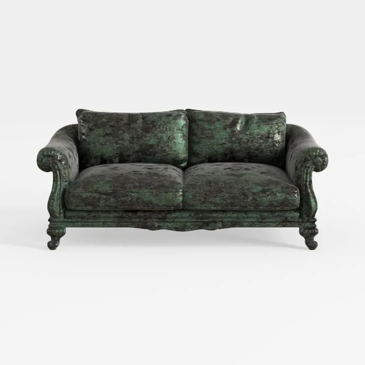 Benjara Errand Sofa, Dark Green Chenille, Foam Cus
