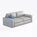 Minimalist Fabric Two Seater Sofa With Decorative Throw Pillow 3D Model Right 45 Degree View