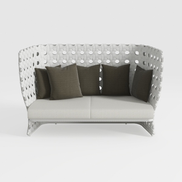 Rowan 63.5 in. White Aluminum Rope Barrel Back Pat