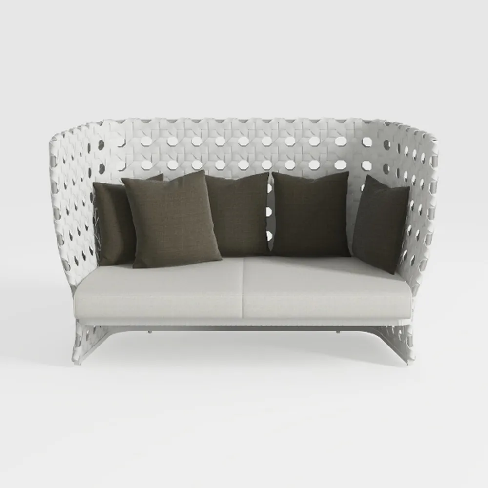 Rowan 63.5 in. White Aluminum Rope Barrel Back Pat