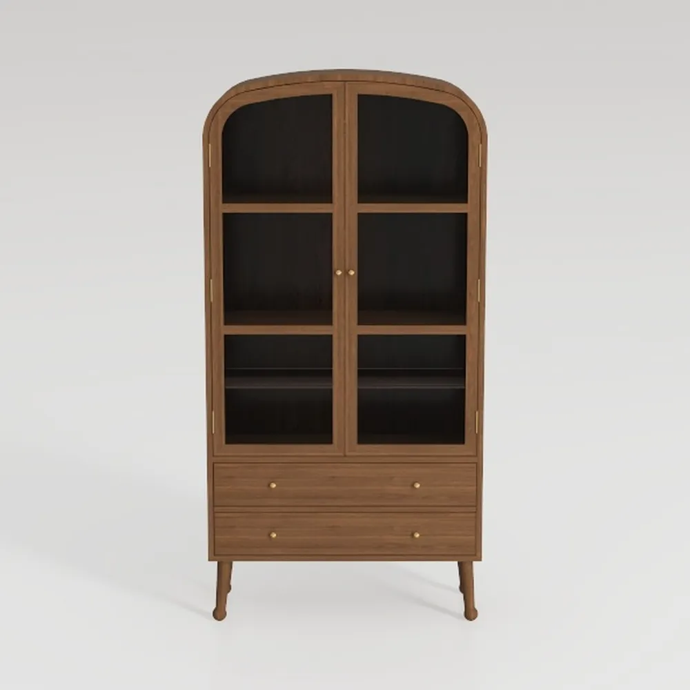 64.17 in Tall Arched Display Cabinet with Acrylic