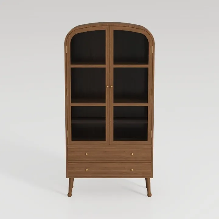 64.17 in Tall Arched Display Cabinet with Acrylic