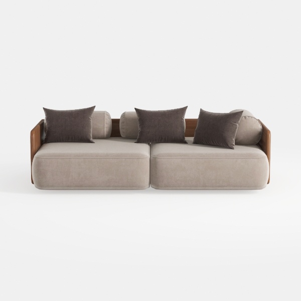 MICHAEL AMINI Canberra Chenille Sofa - Mink/Light