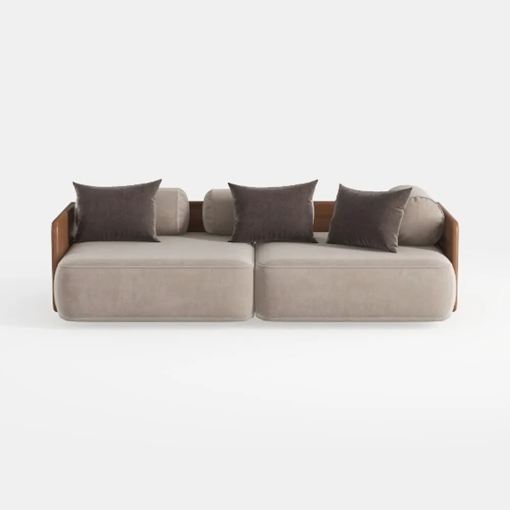 MICHAEL AMINI Canberra Chenille Sofa - Mink/Light