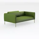 Minimalist Modern Green Fabric Loveseat Sofa 3D Model Right 45 Degree View