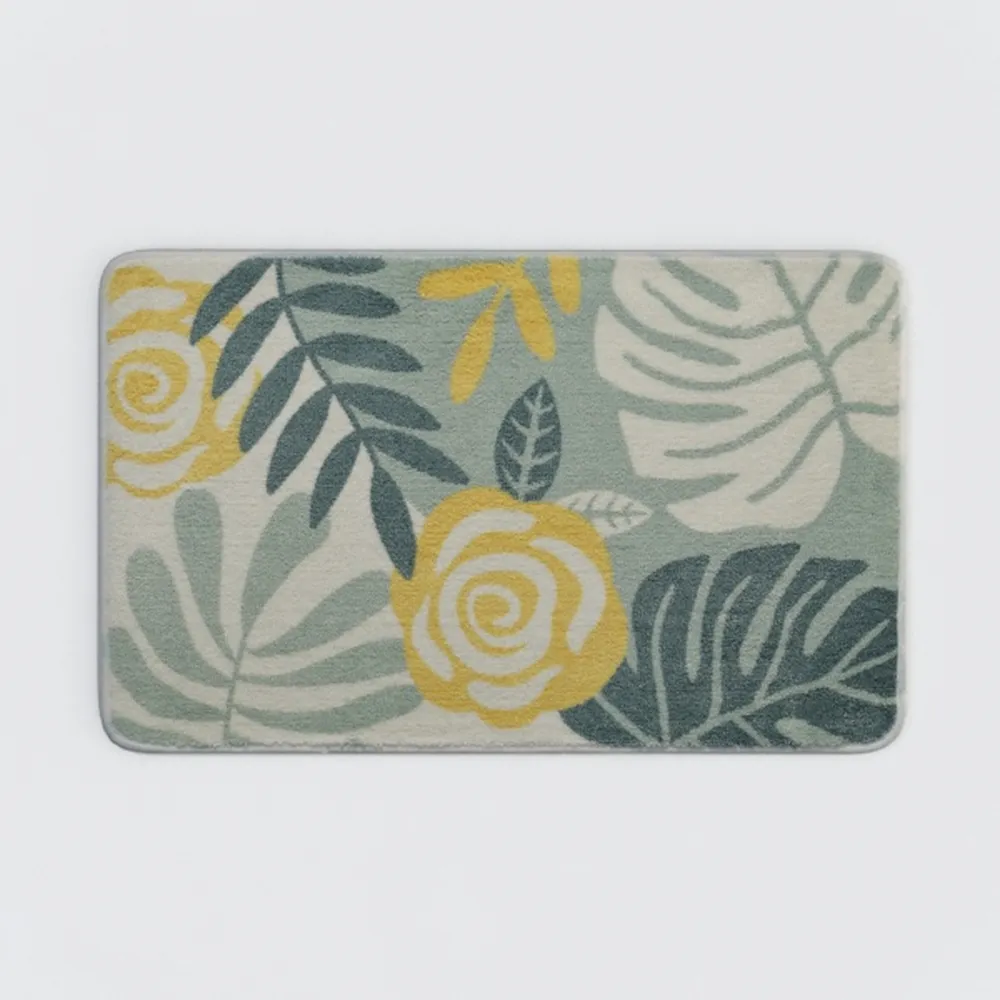 Lahome Green Botanical Print Small Throw Rugs
