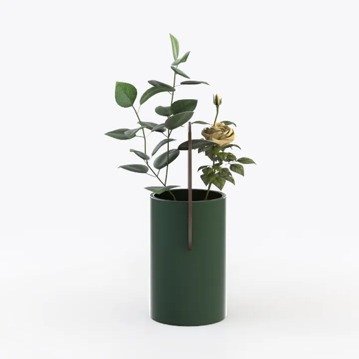 Minimalist Dark Green Metal Tabletop Planter 3D Model