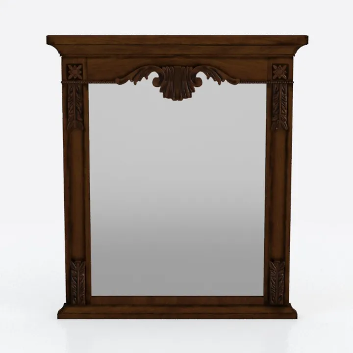 Vintage Solid Wood Carved Wall Mirror 3D Model