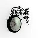 Vintage Black Metal Decorative Wall Clock 3D Model Right 45 Degree View