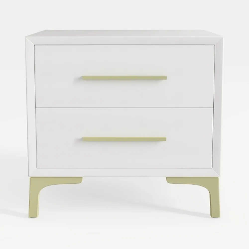 Benjara Nightstand with 2 Drawers and Bar Handle