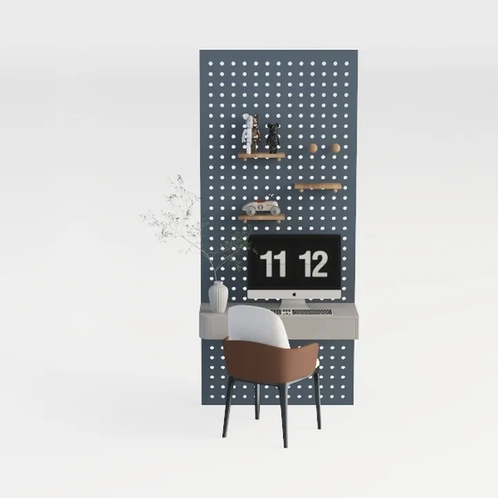 Minimalist Modern Wall Mounted Desk With Armchair 3D Model