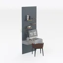 Minimalist Modern Wall Mounted Desk With Armchair 3D Model Right 45 Degree View