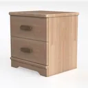 Minimalist Solid Wood Two Drawer Nightstand 3D Model Left 45 Degree View