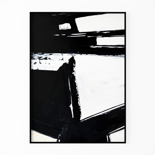 Sofoney - Black Framed Black and White Abstract