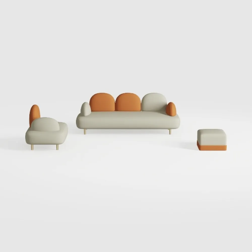 Cozy Leather Sofa Set High Resilience Foam, Solid