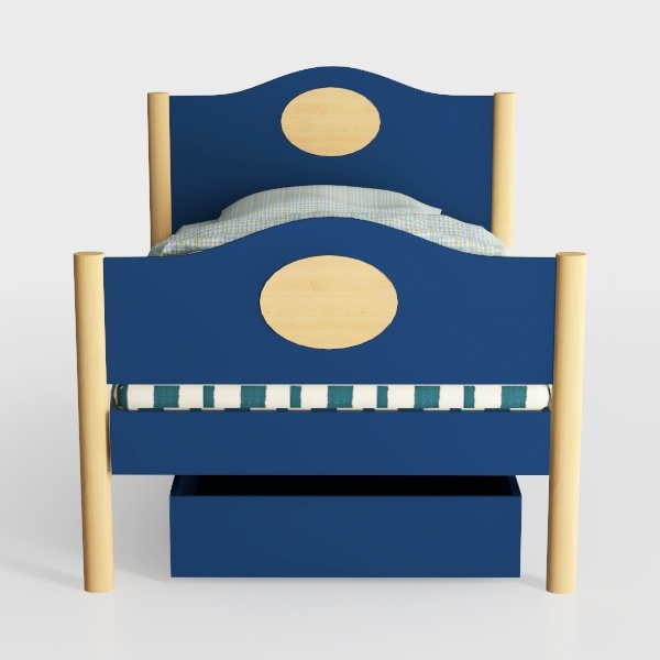 Container Theme Metal Twin Bed, Panel Headboard