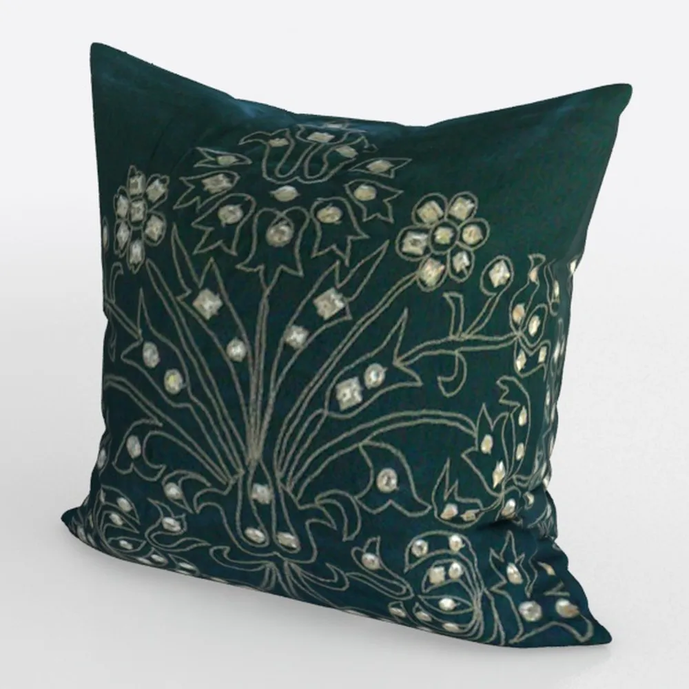 Cotton Linen Pillow Cover Floral Birds and Peonies