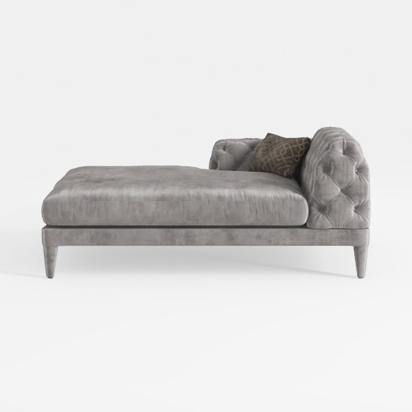 Velvet Chaise Lounge Button Tufted Nail Trim 