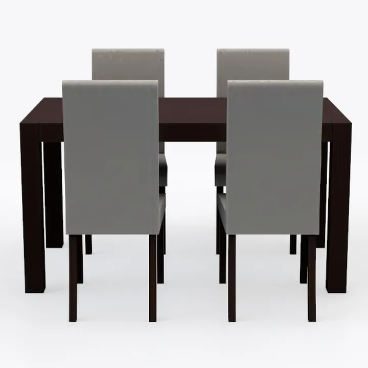 Modern Minimalist Solid Wood Fabric Dining Table And Chairs 3D Model