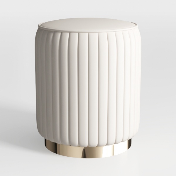 TPTBON Round Vanity Stool with Back, Artificial Le