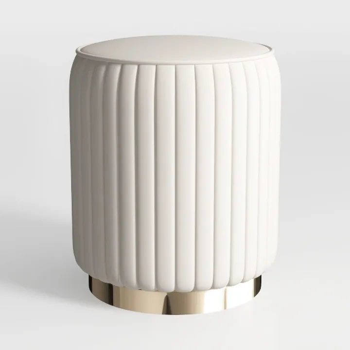 TPTBON Round Vanity Stool with Back, Artificial Le