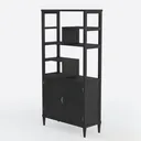 Minimalist Black Solid Wood Freestanding Bookshelf Cabinet 3D Model Left 45 Degree View