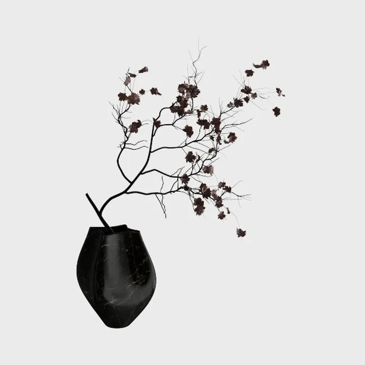 Rustic Ceramic Vase, 8.3" Black Farmhouse Tall