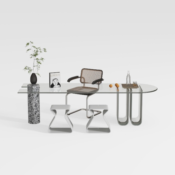 Amelia 7-Piece Clear Tempered Glass Top Chrome Pla