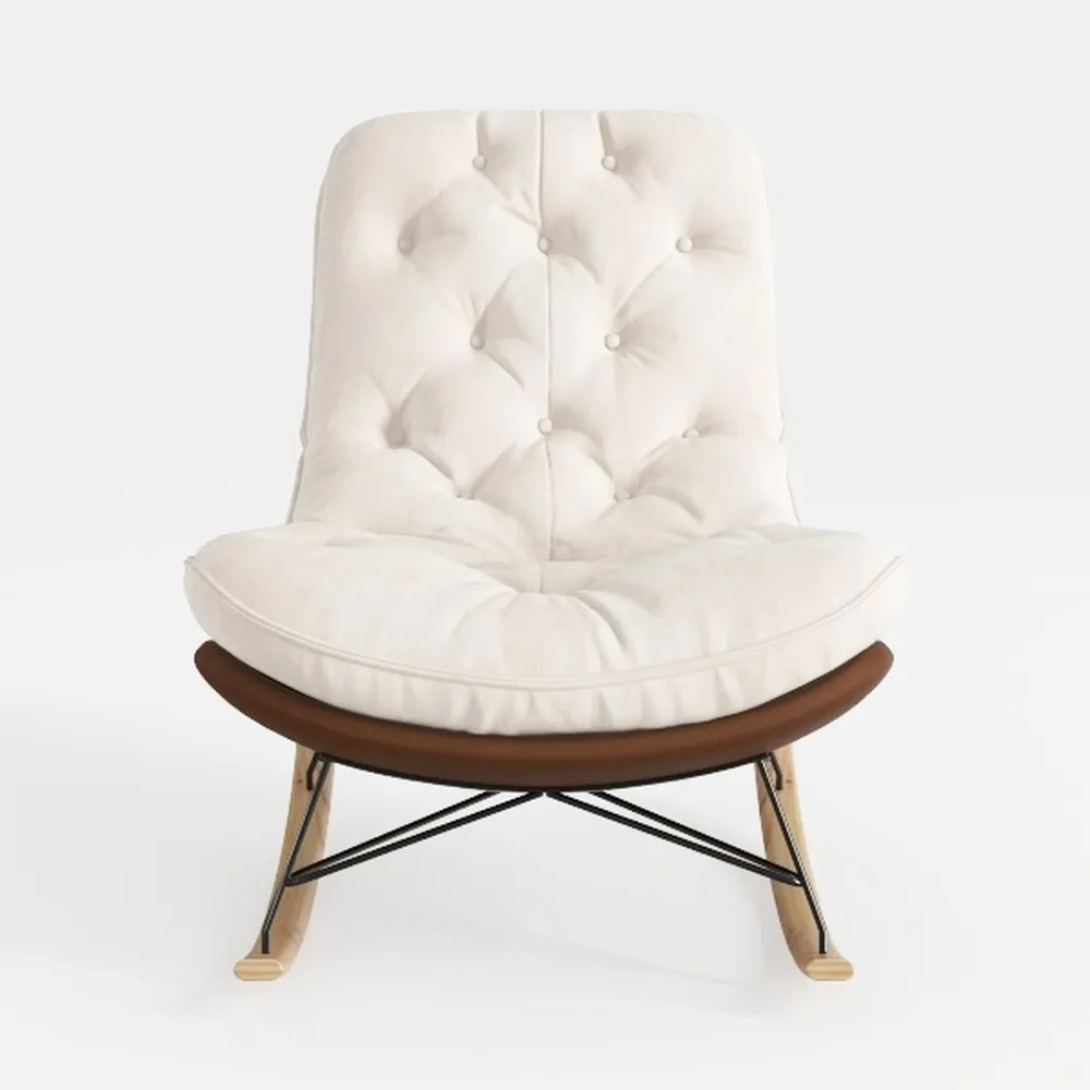 Cream White Mid Century Modern Home Swivel Chair