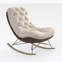 Minimalist Fabric Tufted Rocking Chair 3D Model Right 45 Degree View