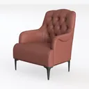 Modern Tufted Leather Armchair with Black Metal Legs 3D Model Left 45 Degree View