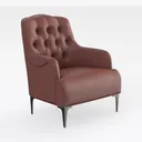 Modern Tufted Leather Armchair with Black Metal Legs 3D Model Right 45 Degree View