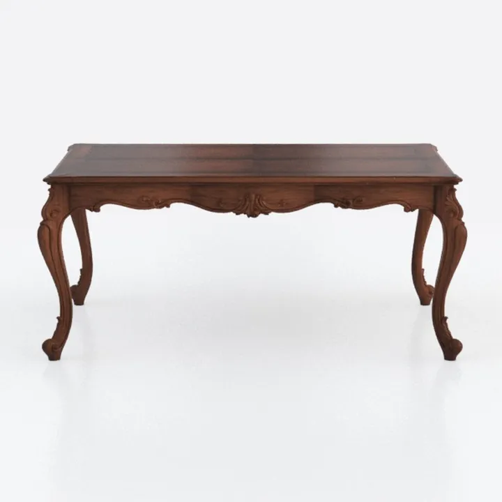 Vintage Solid Wood Carved Dining Table 3D Model