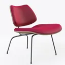 Raspberry Modern Red and Polished Chrome Wool Blen Right 45 Degree View