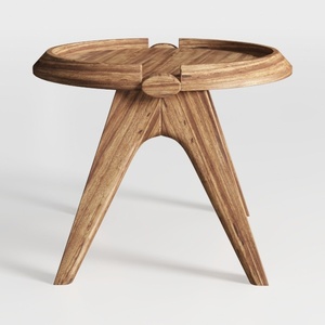 Minimalist Solid Wood Round Side Table 3D Model