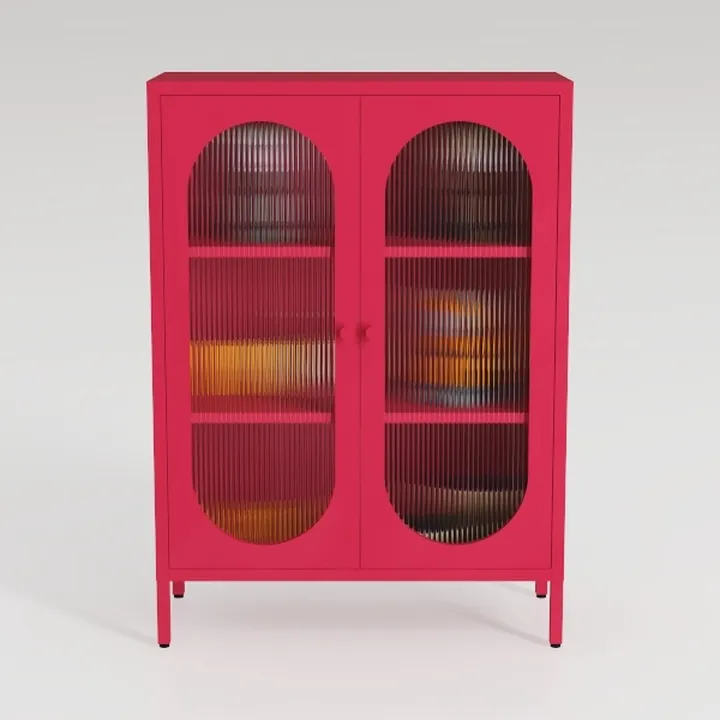 Small 2 Transparent Door Metal Storage Side Buffet