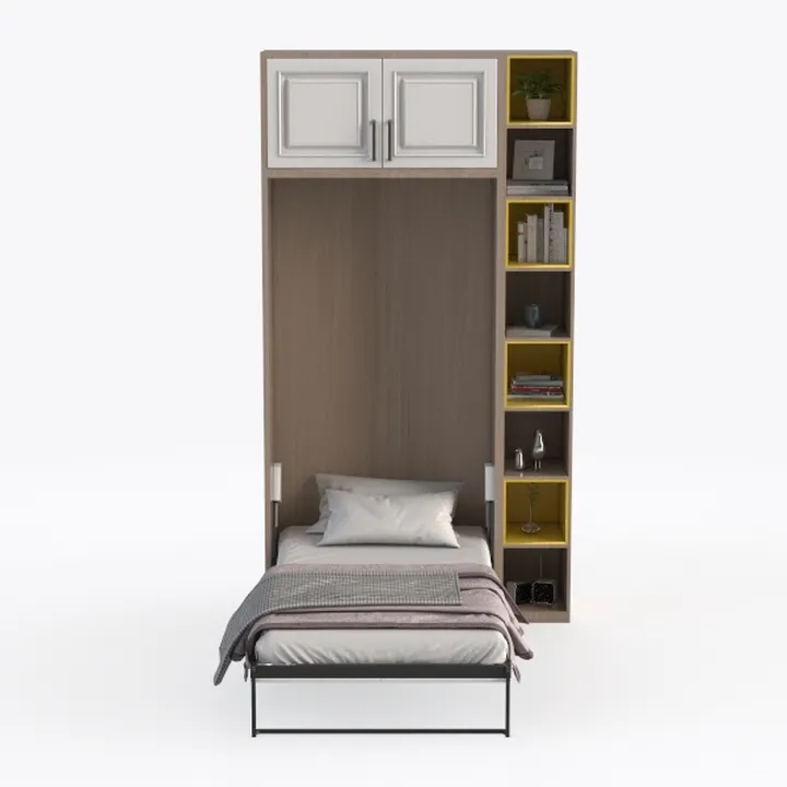 Merax Twin Size Wall Murphy Bed with Top Cabinet, 